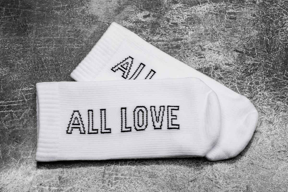 Nobull Crew All Love Men's Socks White | Australia (WT1924)